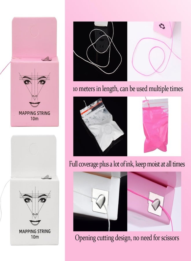 ATOMUS Brow Mapping Kit with 10m Pink & White Mapping String 20g White & Pink Brow Paste 50pcs Eyebrow Ruler Stickers 2 Brow Brushes 2pcs Eyebrow Pencil 1pc Sharpener 10pcs Blades - Image 2